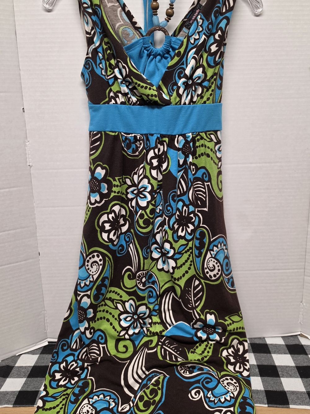My Michelle Brown, Blue & Green Floral Sundress